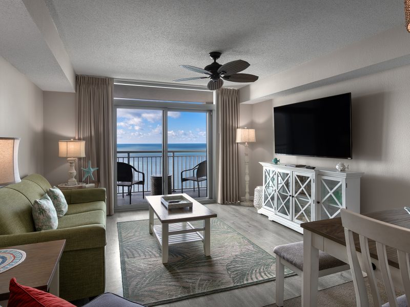 Living Room Toward Ocean - Standard Two Bedroom Condo